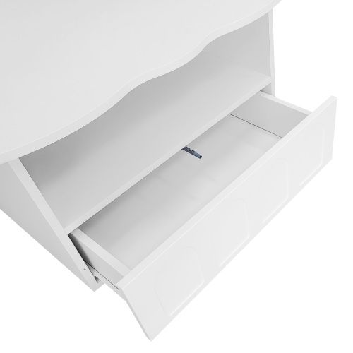 Table Basse - Forme De Nuage, 100 Cm, Blanc, Tiroirs Et Compartiments De Rangement