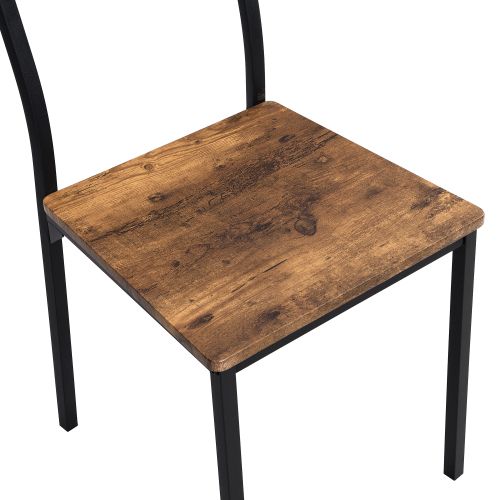 Ensemble De Table, Chaises Et Banc En Bois + Cadre En Acier Noir