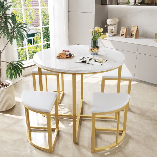 Ensemble De Table à Manger Avec Quatre Chaises + Plateau En Mdf