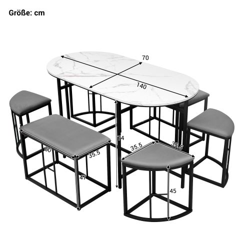 Ensemble De Salle à Manger (avec Table, 4 Petits Tabourets Et 2 Grands Tabourets)