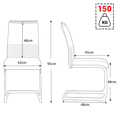 Set De 2 Chaises De Salle à Manger Modernes, En Cuir Pu Et Lin, Gris
