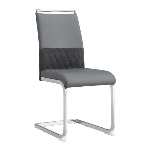 Set De 2 Chaises De Salle à Manger Modernes, En Cuir Pu Et Lin, Gris
