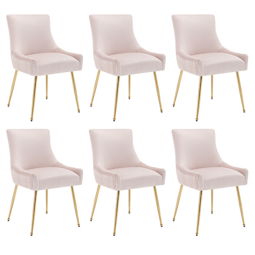 Set De 6 Chaises De Salle à Manger Avec Rayures Verticales, Rose