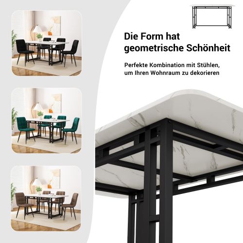 Ensemble De Table à Manger Noire 120x70 Cm Avec 4 Chaises, Table Moderne En Mdf