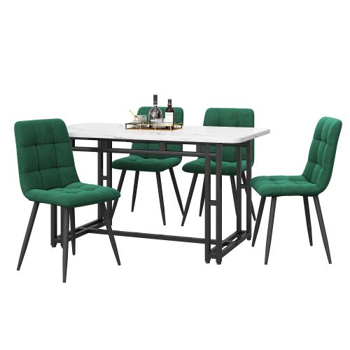Ensemble De Table à Manger Noire 120x70 Cm Avec 4 Chaises, Table Moderne En Mdf