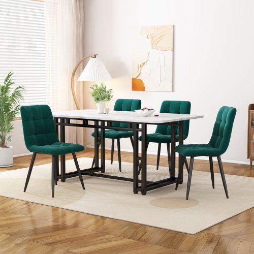 Ensemble De Table à Manger Noire 120x70 Cm Avec 4 Chaises, Table Moderne En Mdf