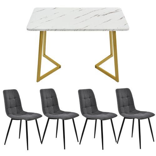 Ensemble De Table à Manger (1+4), Table Rectangulaire De 117 Cm Avec 4 Chaises