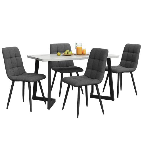 Ensemble De Table (117 Cm) Et 4 Chaises, Table Rectangulaire Moderne Avec Chaises