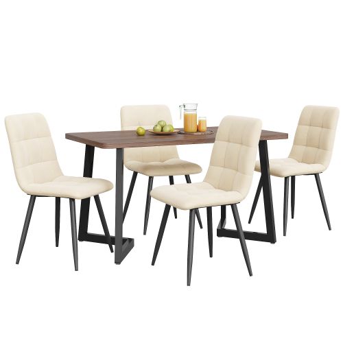 Ensemble De Salle à Manger 5 Pièces, Table En Mdf Beige