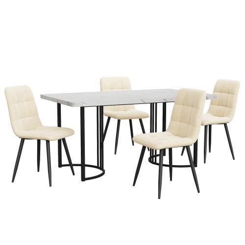 Ensemble De Salle à Manger (5 Pièces), Table De Cuisine 140×80 Cm