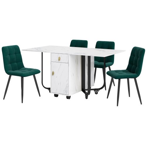 Ensemble De Salle à Manger (5 Pièces), Table à Manger Pliante 150×80×76 Cm