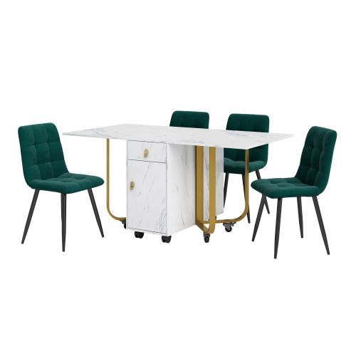 Ensemble De Salle à Manger (5 Pièces), Table Pliante 150×80×76 Cm Mdf Blanc