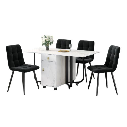 Ensemble De Salle à Manger, Table Pliante 150×80×76 Cm Avec 4 Chaises