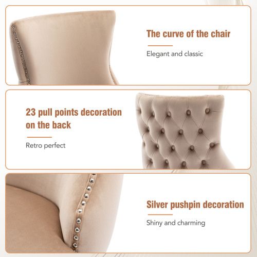 Set De 6 Chaises De Salle à Manger En Velours - Beige