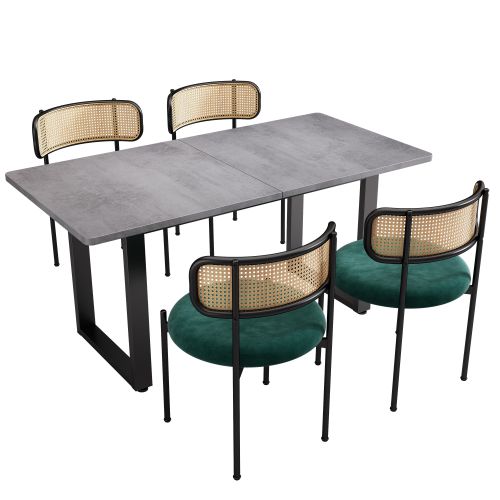 Ensemble De Table Et Chaises (5 Pièces), 4 Chaises De Salle à Manger En Velours