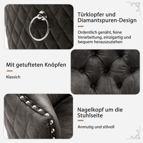 Chaise De Salle à Manger (set De 2), Fauteuil Rembourré Avec Clous Décoratifs