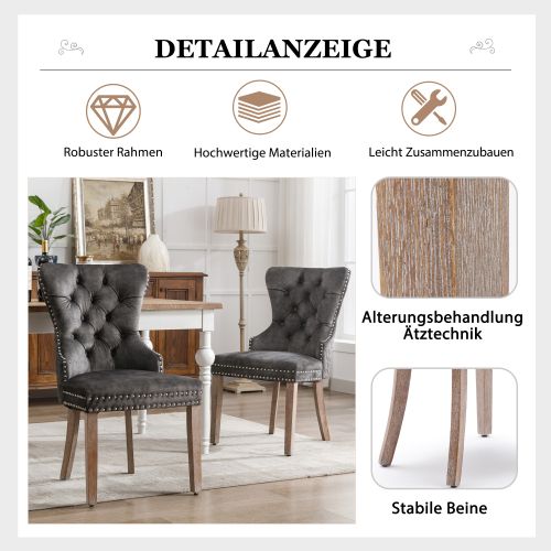 Chaise De Salle à Manger (set De 2), Fauteuil Rembourré Avec Clous Décoratifs