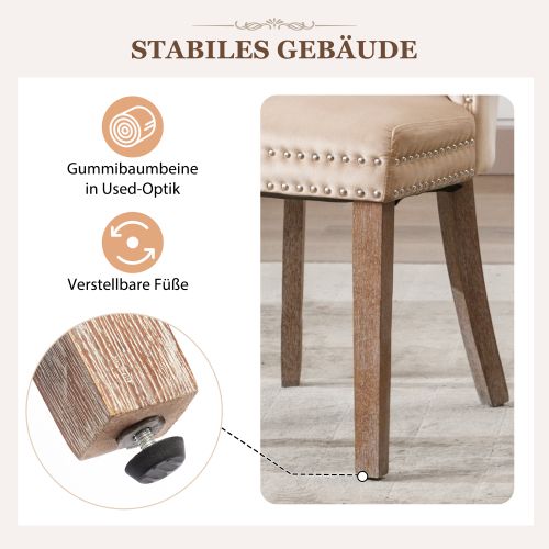 Lot De 6 Chaises Avec Revêtement En Velours Beige