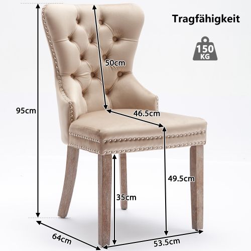 Lot De 6 Chaises Avec Revêtement En Velours Beige