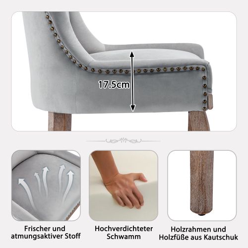 Chaise De Salle à Manger Luxueuse (set De 2), Fauteuil Rembourré Avec Clous Décoratifs