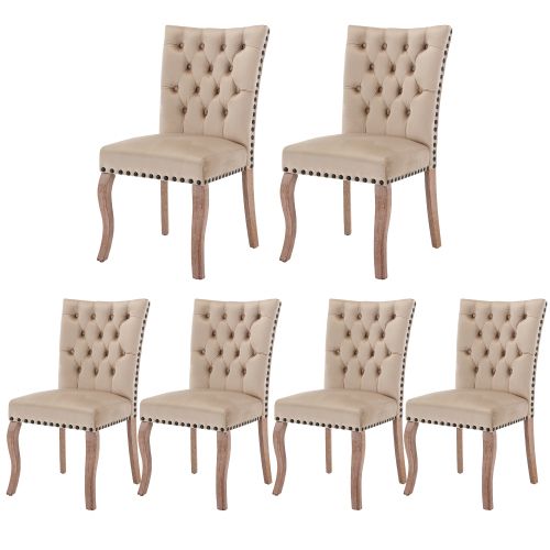 Chaise De Salle à Manger (6 Pièces), Camel Clair, Chaise Rembourrée Avec Poignée Unique