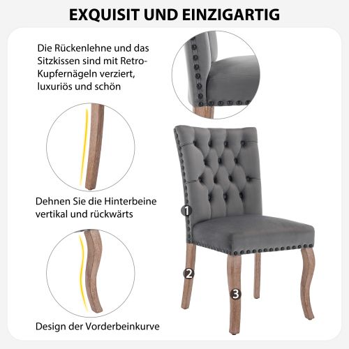 Chaise De Salle à Manger (6 Pièces), Gris, Chaise Rembourrée Avec Poignée Unique à L'arrière