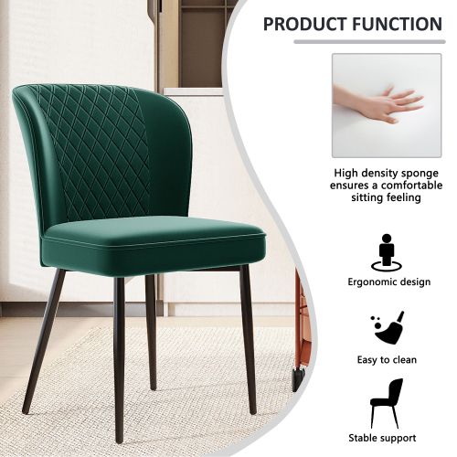 Chaise De Salle à Manger (4 Pièces), Vert Foncé, Chaise Rembourrée Avec Dossier