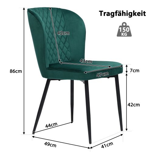 Chaise De Salle à Manger (4 Pièces), Vert Foncé, Chaise Rembourrée Avec Dossier