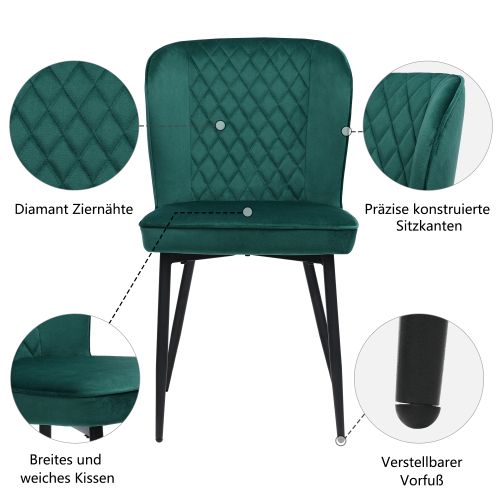 Lot De 6 Chaises Rembourrée Avec Dossier, Vert Foncé