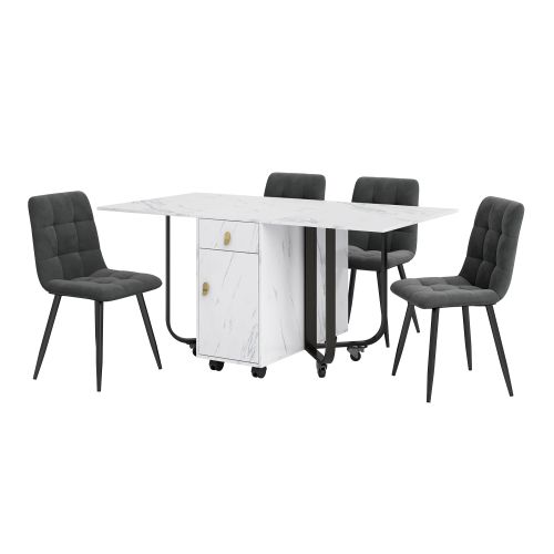 Ensemble De Salle à Manger (set, Table à Manger 150×80×76 Cm Avec 4 Chaises)