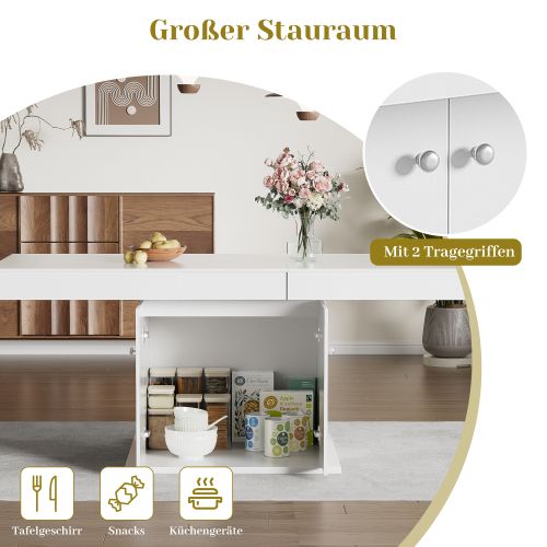 Table à Manger Extensible Automatique, L140/180×p80×h76 Cm, Avec Rangement, Multifonctionnelle