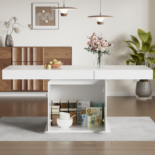 Table à Manger Extensible Automatique, L140/180×p80×h76 Cm, Avec Rangement, Multifonctionnelle