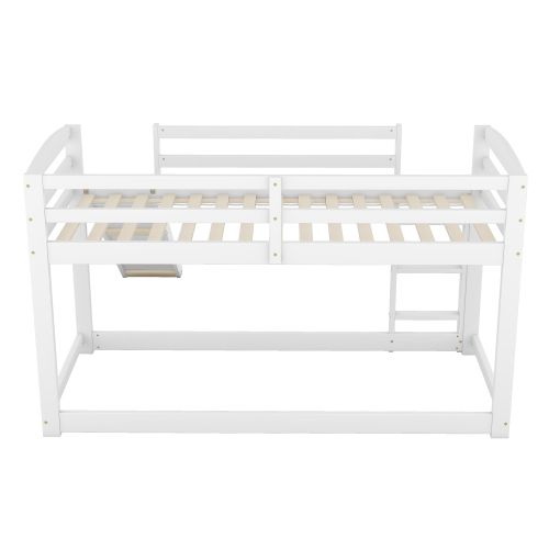 Lit Superposé 90x200 Cm Avec Toboggan, Montage Facile, Blanc