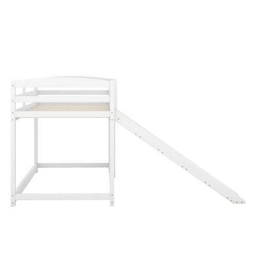 Lit Superposé 90x200 Cm Avec Toboggan, Montage Facile, Blanc