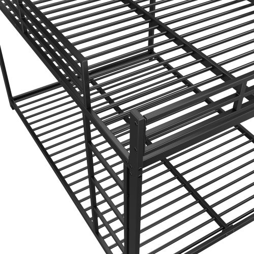 Lit Superposé En Métal 140 X 200 Cm, Design Classique, Noir