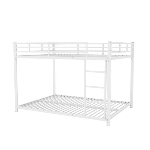 Lit Superposé 140x200 Cm, Cadre Classique En Fer, Blanc