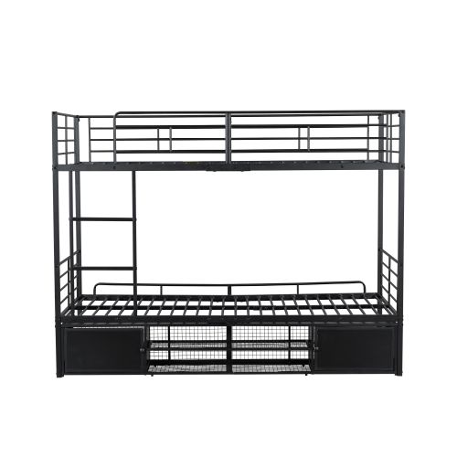 Lit Superposé En Métal 90x200 Cm Avec Toboggan, Noir