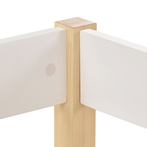Lit Enfant 90x200 Cm Avec Protection Anti-chute, En Pin Massif - Blanc Et Chêne