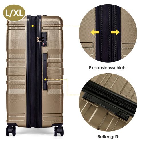Set De Valises Rigides Avec Serrure Tsa Et Roues Universelles, Extensible, Poignée Latérale 3 Pièces