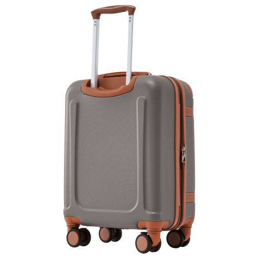Valise Rigide à Roulettes, 4 Roues, En Abs, Avec Serrure Tsa, 56×38.5×23.5 Cm, Marron