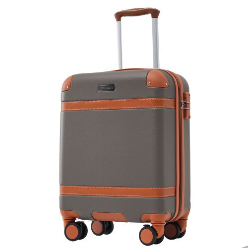 Valise Rigide à Roulettes, 4 Roues, En Abs, Avec Serrure Tsa, 56×38.5×23.5 Cm, Marron