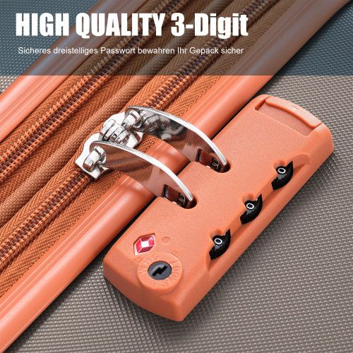 Valise Rigide à Roulettes, 4 Roues, En Abs, Avec Serrure Tsa, 56×38.5×23.5 Cm, Marron