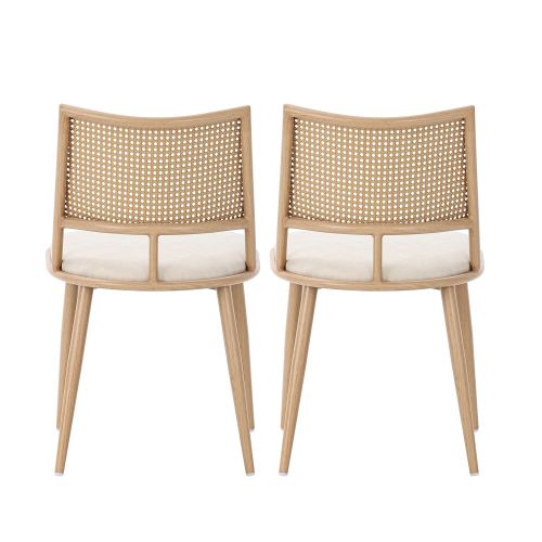 Chaise En Rotin Avec Assise En Pu, Légère Et Naturelle, Beige