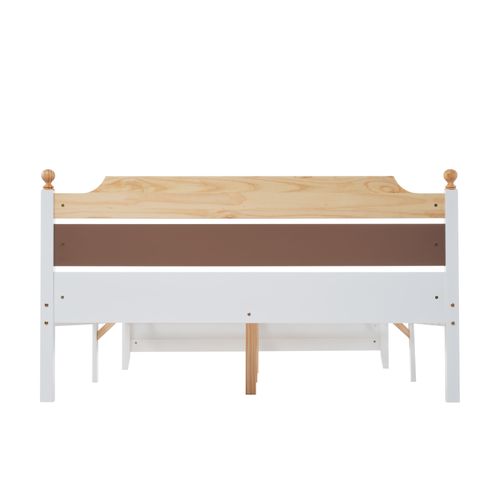 Lit Adulte, Lit Double, Cadre De Lit En Pin Blanc, 140x200 Cm