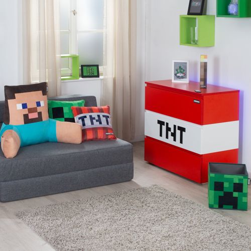 Commode 3 Tiroirs Avec Éclairage LED - Rouge Tnt Minecraft
