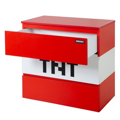 Commode 3 Tiroirs Avec Éclairage LED - Rouge Tnt Minecraft