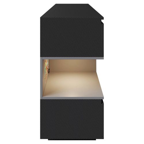 Buffet 5 Tiroirs Et Compartiment Ouvert Avec Éclairage LED - Noir Minecraft