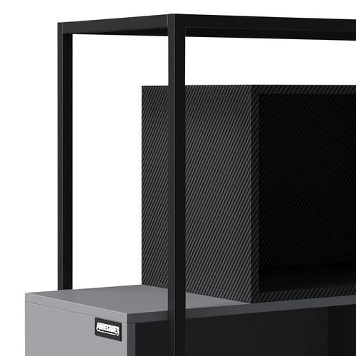 Bibliothèque 4 Compartiments Ouverts Cadre Métallique Noir Minecraft