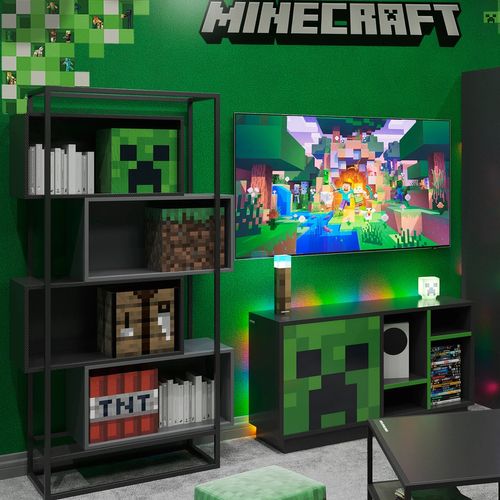 Bibliothèque 4 Compartiments Ouverts Cadre Métallique Noir Minecraft