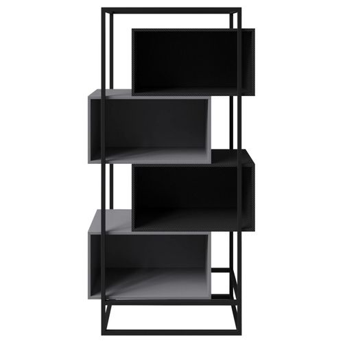 Bibliothèque 4 Compartiments Ouverts Cadre Métallique Noir Minecraft